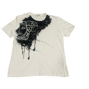 Versace Collection Shirt Mens XL Slim White Medusa Graphic Designer Tee Italy